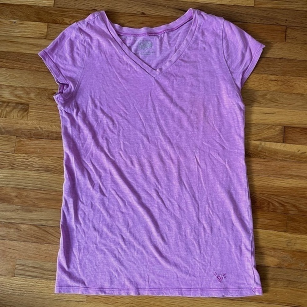 4/$25 Justice purple v neck t-shirt short sleeve girls size 16 - Picture 2 of 10